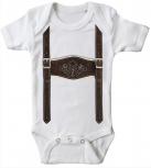Babystrampler mit Print - Lederhose Hosenträger - 12731 weiß - 6-12 Monate