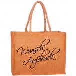 Naturtasche mit Ihrem Wunschaufdruck aus laminierter Baumwolle ca. 43x43x15 cm in 3 Farben    29044 Orange