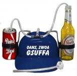 Trinkhelm Spaßhelm mit Printmotiv - OANS ZWOA GSUFFA - 51609 - versch. Farben zur Wahl blau