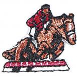 Aufnäher - Pferd mit Springreiter - 02116 - Gr. ca. 2 - 5 cm - Patches Stick Applikation