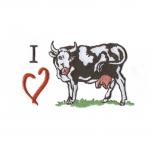 Aufnäher -  Kuh mit Herz - 00223 - Gr. ca. 10 x 5,5 cm - Patches Stick Applikation