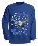 Kinder Sweatshirt mit Print - Tauben Born to win - TB343 - Gr. 116-152 hellblau