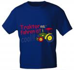 Kinder T-Shirt mit Aufdruck - TRAKTOR FAHREN IST COOL - 08233 -  Gr. 86 - 164 in 5 Farben blau / 122/128