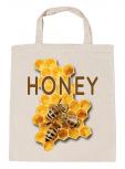 Baumwolltasche mit Print -  HONEY Biene Honig Waben - 08821 naturfarben