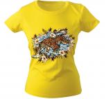 Girly-Shirt mit Print - Tiger - 10973 - versch. farben zur Wahl - Gr. S-XXL gelb / XXL