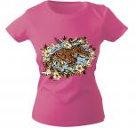 Girly-Shirt mit Print - Tiger - 10973 - versch. farben zur Wahl - Gr. S-XXL rosa / M