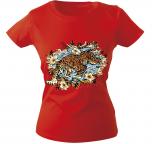 Girly-Shirt mit Print - Tiger - 10973 - versch. farben zur Wahl - Gr. S-XXL rot / XS