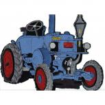 Rückenaufnäher - Traktor Lanz blau - 07459- Gr. ca. 28,5 x 25,5 cm - Patches Stick Applikation
