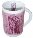 Tasse mit Print Pferdemotiv Schmetterling Pony weiss 57372 ©Kollektion Bötzel