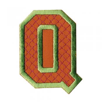 Aufnäher Patches - Buchstabe Q - Gr. ca. 6cm - 21519 grün-orange
