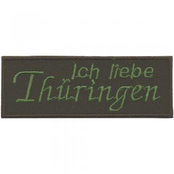 Aufnäher Applikation Button Patches Stick mit hochwertiger Einstickung - Ich liebe Thüringen - 03140 - Gr. ca.8,5 x 3,5cm