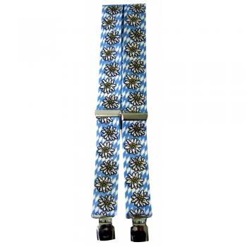 Hosenträger mit Print - Edelweis auf bayrischem blau-weiss - 06491