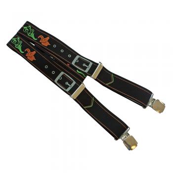 Hosenträger schwarz mit Print - Hirsch Lederhose - 06508