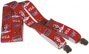 Hosenträger mit Print - USA Freiheitsstatue - 06711 rot