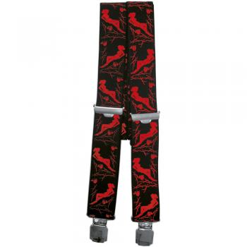 Hosenträger elastische Hosenhalter - Frau Pin-Up Girl - 06797 schwarz-rot
