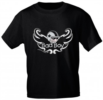 Kinder T-Shirt mit Aufdruck - BAD BOY - 06931 - schwarz - Gr. 86-164