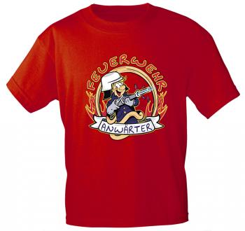 Kinder T-Shirt mit Print - Feuerwehr Anwärter - 06909 rot Gr. 98/104