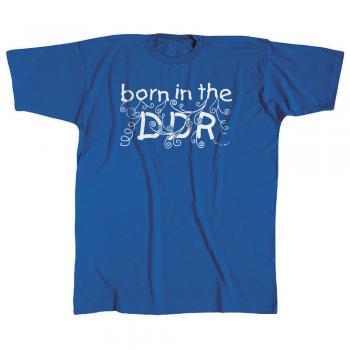 Kinder-T-Shirt mit Print - born in the DDR - 06928 blau - Gr. 152/164
