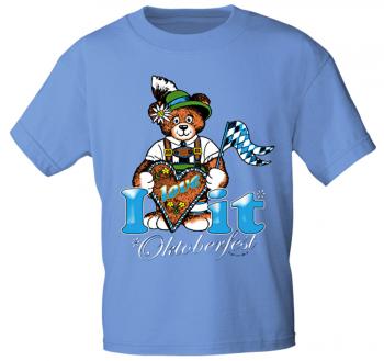 Kinder T-Shirt mit Print - I Love Oktoberfest - 08620 hellblau Gr. 152/164
