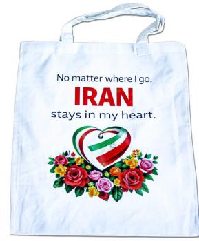 Baumwolltasche mit Print - IRAN stays in my heart - 08784 weiß