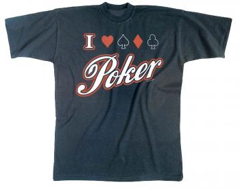 T-Shirt unisex mit Print - I like Poker - 09278 dunkelblau - Gr. L