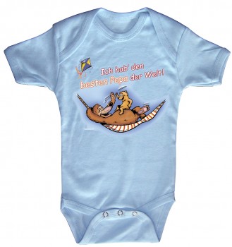 Babystrampler mit Print – Ich hab´den besten Papa der Welt – 08318 blau - 6-12 Monate