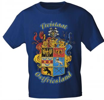 T-Shirt mit Print - Freistaat Ostfriesland - 09676 blau - Gr. XL