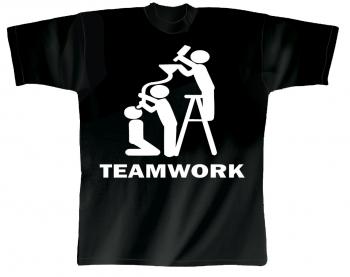 T-Shirt unisex mit Print - Teamwork - 09777 schwarz - Gr. XL