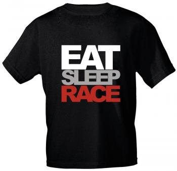 T-Shirt mit Print - EAT SLEEP RACE - 09958 schwarz - Gr. M