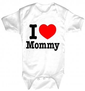 Babystrampler mit Print - I love Momy - 08321 weiß 6-12 Monate