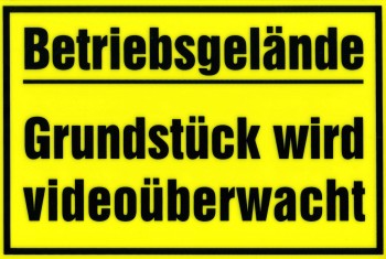Hinweisschild für Firma - BETRIEBSGELÄNDE VIDEOÜBERWACHT - 309098 - Gr. 30 x 20 cm - Arbeit