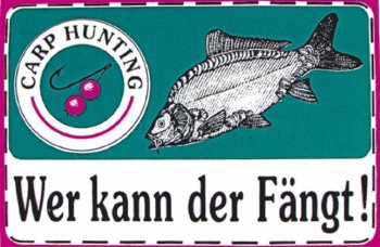 PVC Aufkleber Applikation Fisch - Fische - Angeln - WER KANN DER FÄNGT - 307130 - Gr. ca.  12 x 7,5 cm