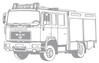 Aufkleber Wandapplikation - Feuerwehrauto Feuerwehrwagen - AP1008 silber / 90cm