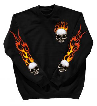 Sweatshirt mit Print - Totenkopf Fire - 10112 - versch. farben zur Wahl - schwarz / 3XL