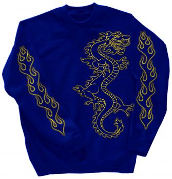 Sweatshirt mit Print - Drache Drake - 10114 - versch. farben zur Wahl - blau / XXL