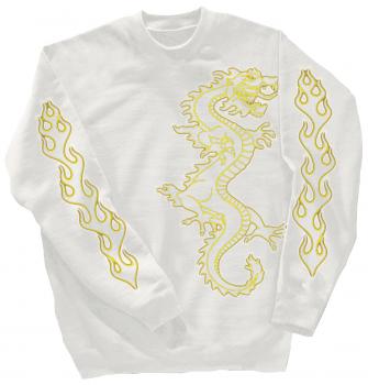 Sweatshirt mit Print - Drache Drake - 10114 - versch. farben zur Wahl - weiß / XL