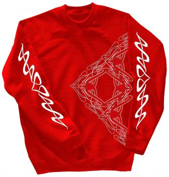 Sweatshirt mit Print - Tattoo - 10118 - versch. farben zur Wahl - rot / L