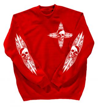 Sweatshirt mit Print - Totenkopf - 10119 - versch. farben zur Wahl - Gr. rot / XXL
