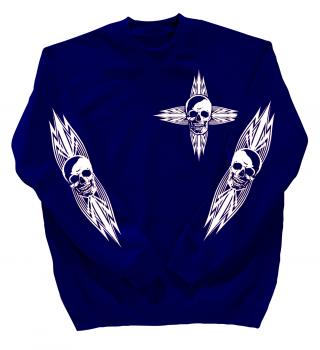 Sweatshirt mit Print - Totenkopf - 10119 - versch. farben zur Wahl - Gr. Royal / M