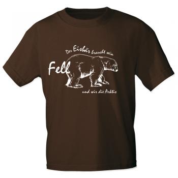 T-Shirt mit Print - Der Eisbär braucht sein Fell und wir die Arktis - 10148 braun Gr. S-3XL