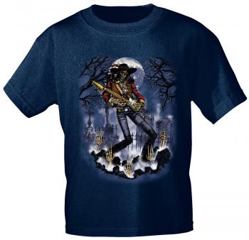 T-Shirt mit Print - Ghost Gitarre Skull Bones - 10243 dunkelblau Gr. 3XL