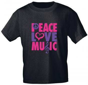 T-Shirt unisex mit Print - Peace  Love Music - 10253 schwarz - Gr. L