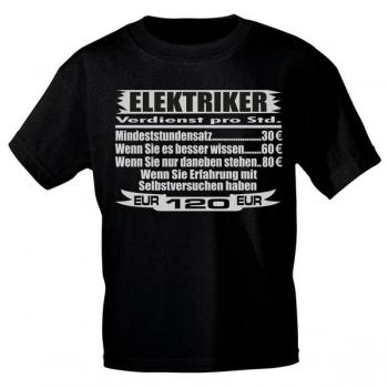 T-Shirt Sprücheshirt Handwerker - Elektriker - 10284 Schwarz