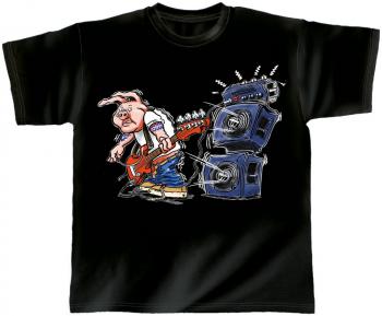 T-Shirt unisex mit Print - Bass Pig - von ROCK YOU MUSIC SHIRTS - 10412 schwarz - Gr. M