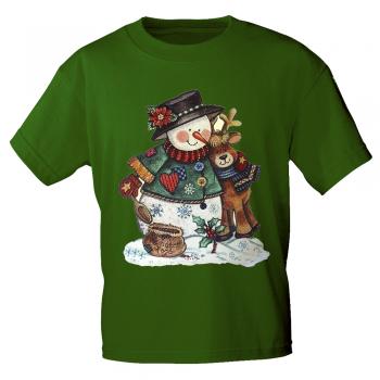 Kinder T-Shirt mit Print Schneemann Weihnachten 06948/2 grün Gr. 134/146