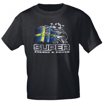 T-Shirt mit Print - Trucker - Schwedenflagge Super Energy & Power - 10442 schwarz Gr. S-3XL