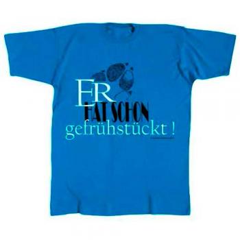 T-Shirt Sprücheshirt Hundepfote Er hat schon gefrühstückt 10581 royalblau Gr. S-2XL