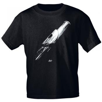 T-Shirt unisex mit Print - Flute - von ROCK YOU MUSIC SHIRTS - 10730 schwarz - Gr. S