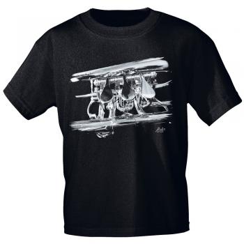 T-Shirt unisex mit Print - Flügelhorn Detail - von ROCK YOU MUSIC SHIRTS - 10739 schwarz - Gr. M