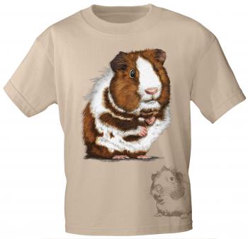 Kinder T-Shirt mit Print - Meerschweinchen - 10929 - sandfarben - Gr. 110/116